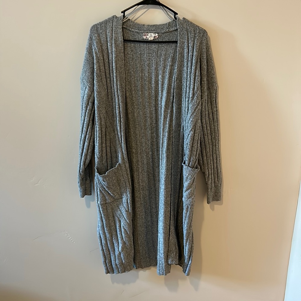 Long gray cardigan